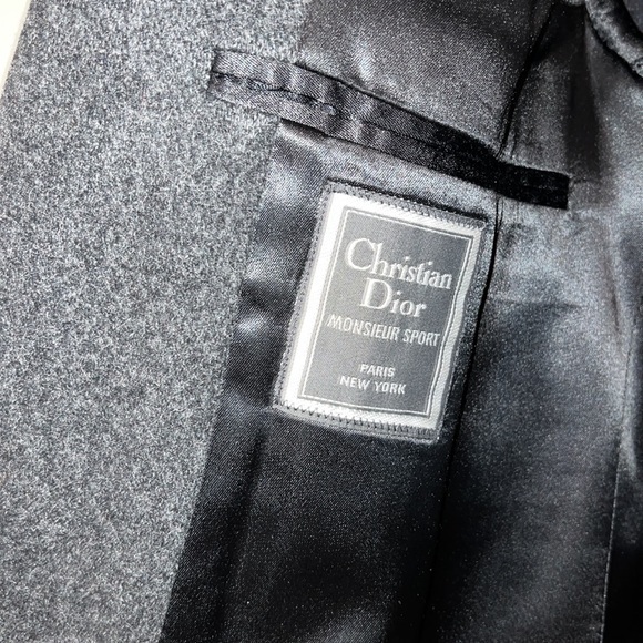 Vintage Christian Dior mens dark gray wool trench jacket size large - Picture 4 of 8